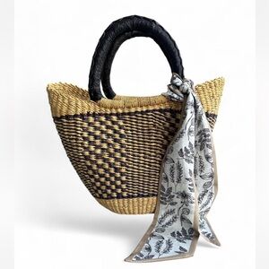 Stylish Black and Tan Woven Tote Bag
